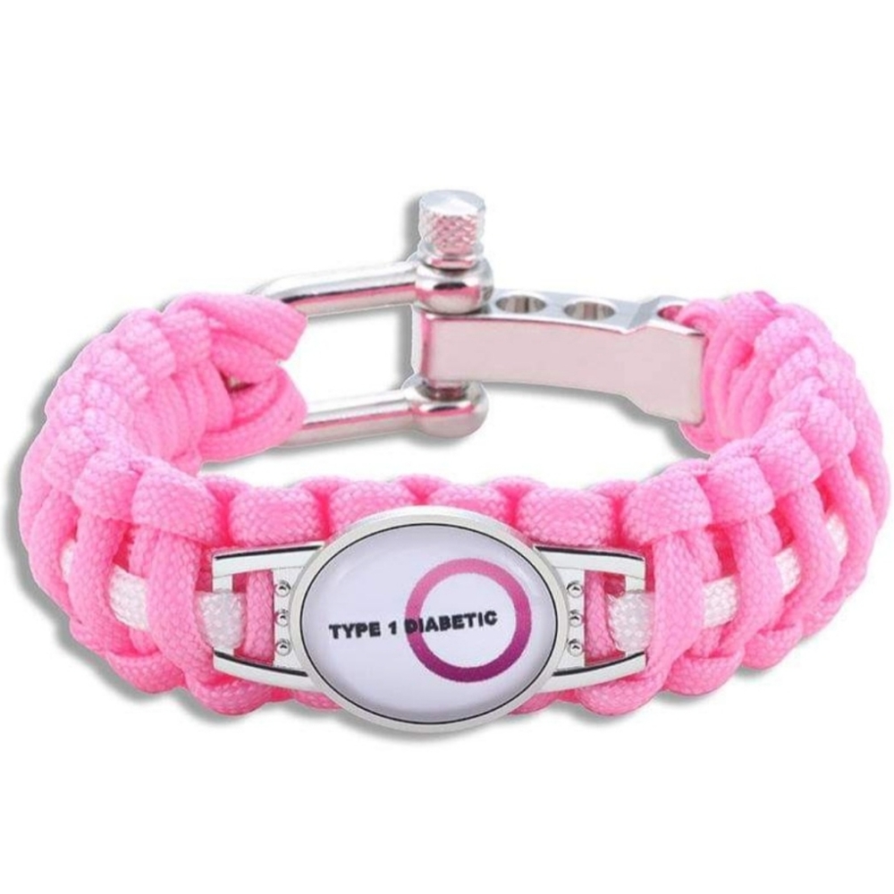 Type 1 and 2 Diabetes Adjustable Medical Bracelets ( pink/white blue/white )